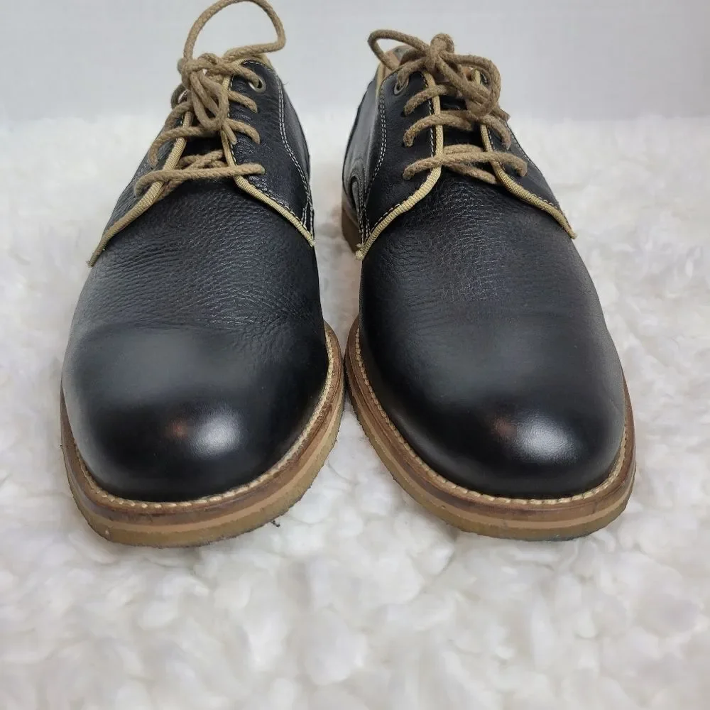 Johnston & Murphy Howell Mens Oxford Shoes Sz 9.5 Plain Toe Navy Oiled Leather